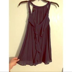 Navy dressy racerback flowy tank.